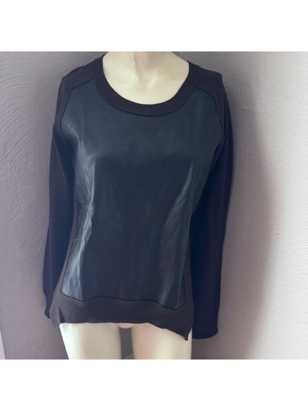 Bailey 44 brown pleather sweater size small